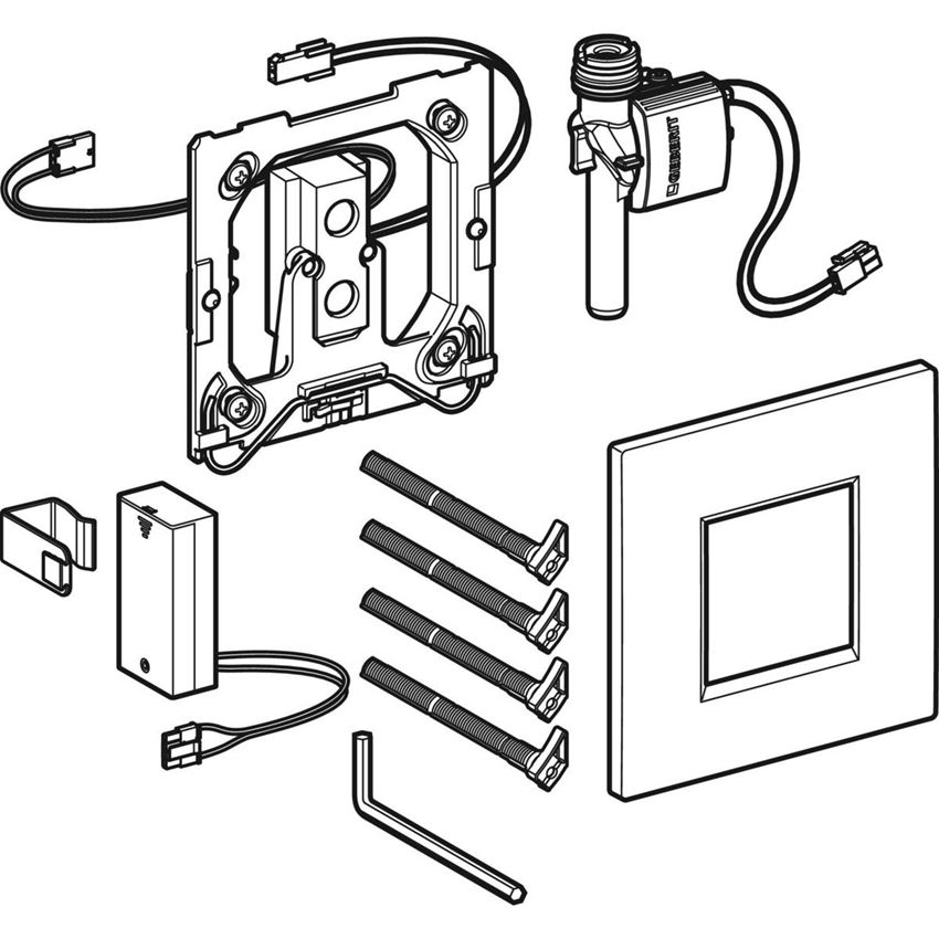Zawór spłukujący do pisuarów z elektronicznym uruchamianiem spłukiwania zasilanie bateryjne Geberit Typ 30 rysunek
