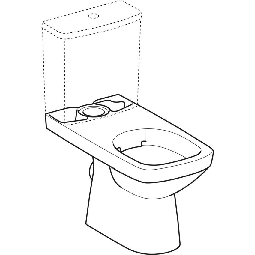 Miska WC stojąca Rimfree do spłuczki nasadzanej Geberit Selnova Square rysunek