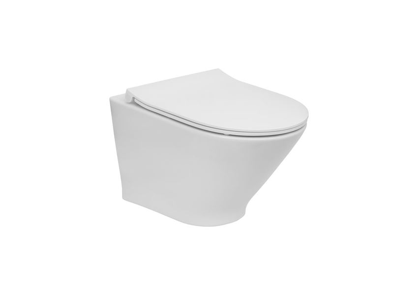 Miska WC podwieszana Rimless Round Compacto z deską wolnoopadającą SLIM 