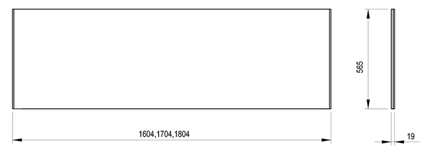 Panel przedni Ravak 180 City X000001107 rys techniczny