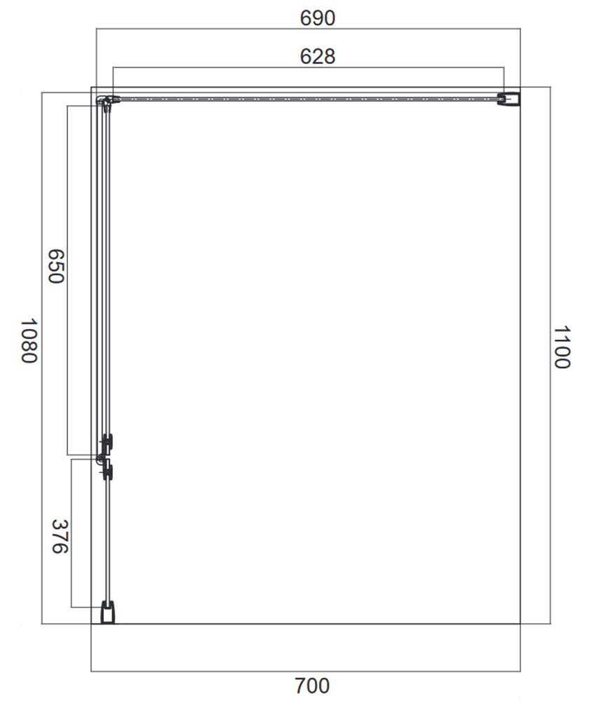 Kabina prysznicowa prostokątna z drzwiami uchylnymi 110x70x195 cm Omnires Manhattan rysunek