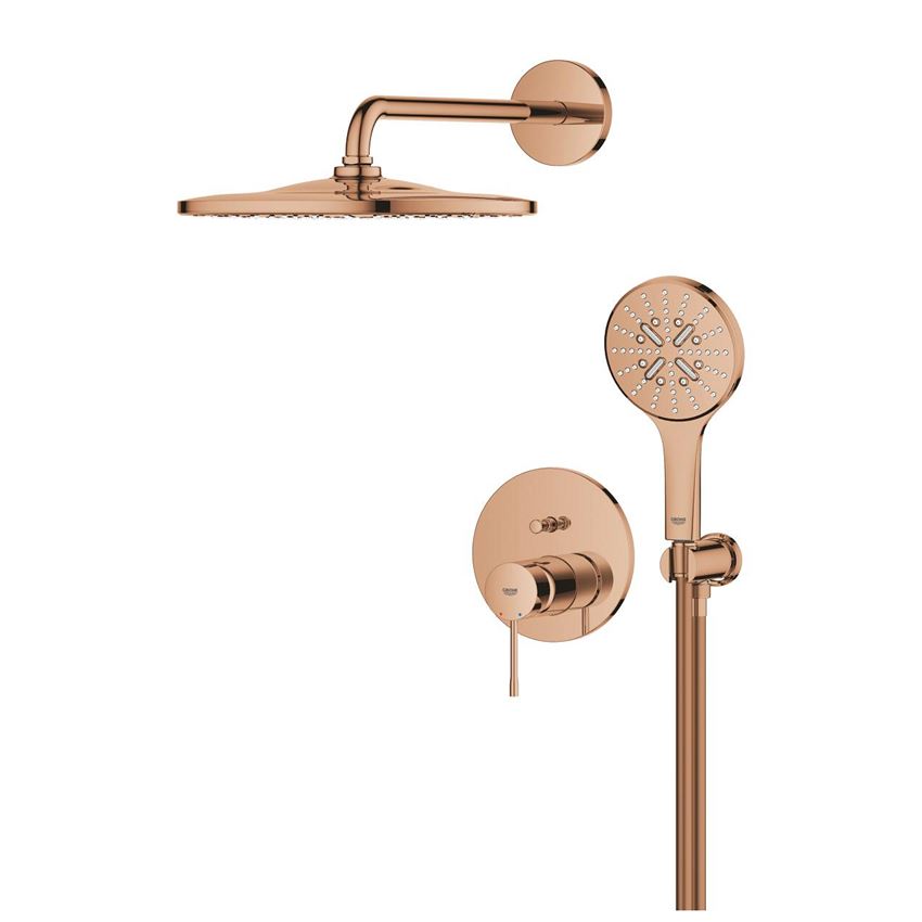 Zestaw prysznicowy podtynkowy z baterią i deszczownicą Rainshower Mono 310 warm sunset Grohe Essence