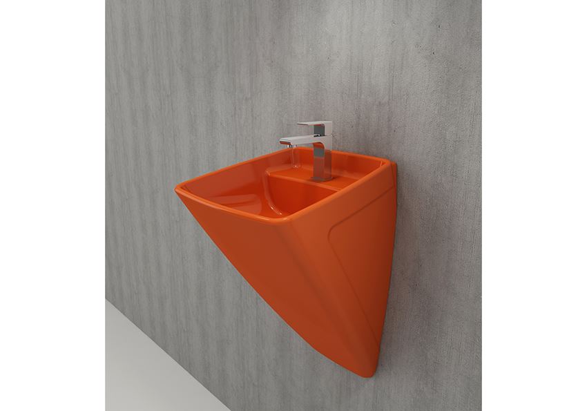 Umywalka ścienna typu monoblok Glossy Orange 47,5x48,5 cm Bocchi Firenze