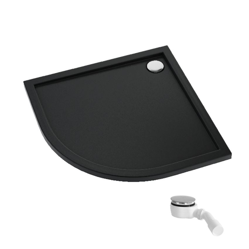 Brodzik półokrągły 90x90 cm czarny matowy Schedpol Caspar New Black Mat 