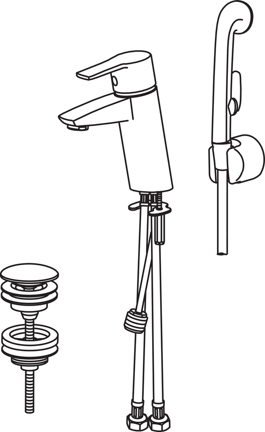 Bateria umywalkowa z rączką natrysku Bidetta Oras Cubista rysunek