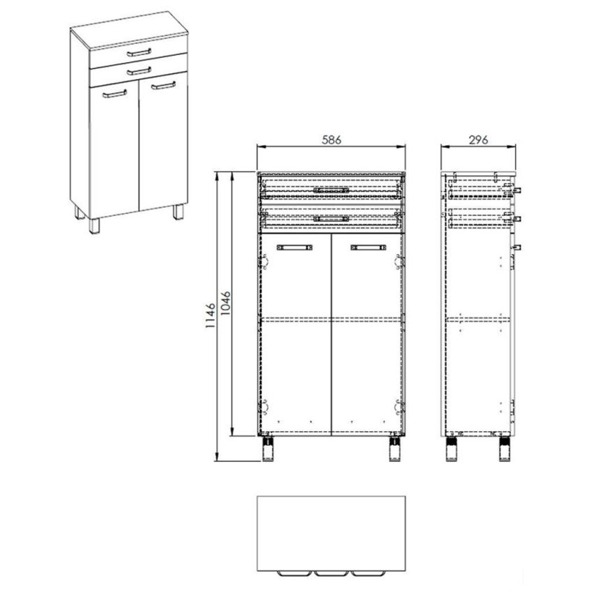 Komoda stojąca 60x115 cm biały połysk Elita Sunn 60 2D 2S White HG rysunek