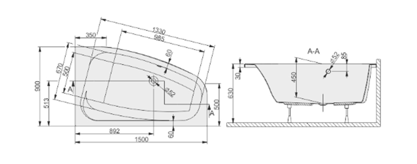 Wanna Sanplast Free Line 610-040-0670-01-000 rys techniczny