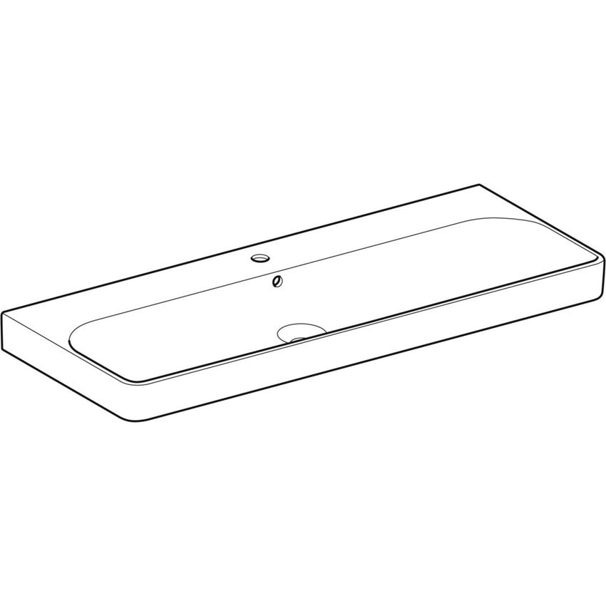 Umywalka ścienna z otworem na baterię z przelewem 120 cm biała Geberit Smyle Square rysunek