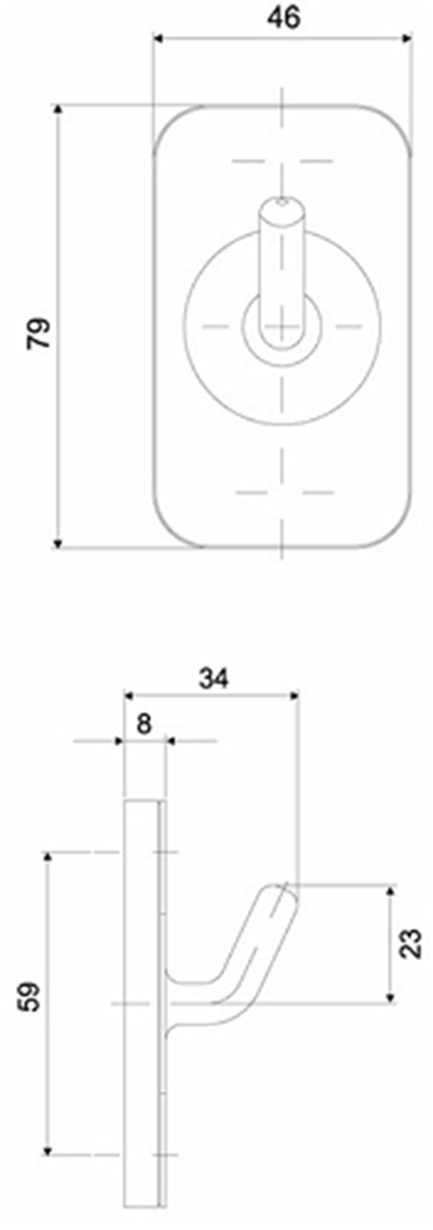 Haczyk pojedynczy biały Koło Lehnen Evolution rysunek techniczny