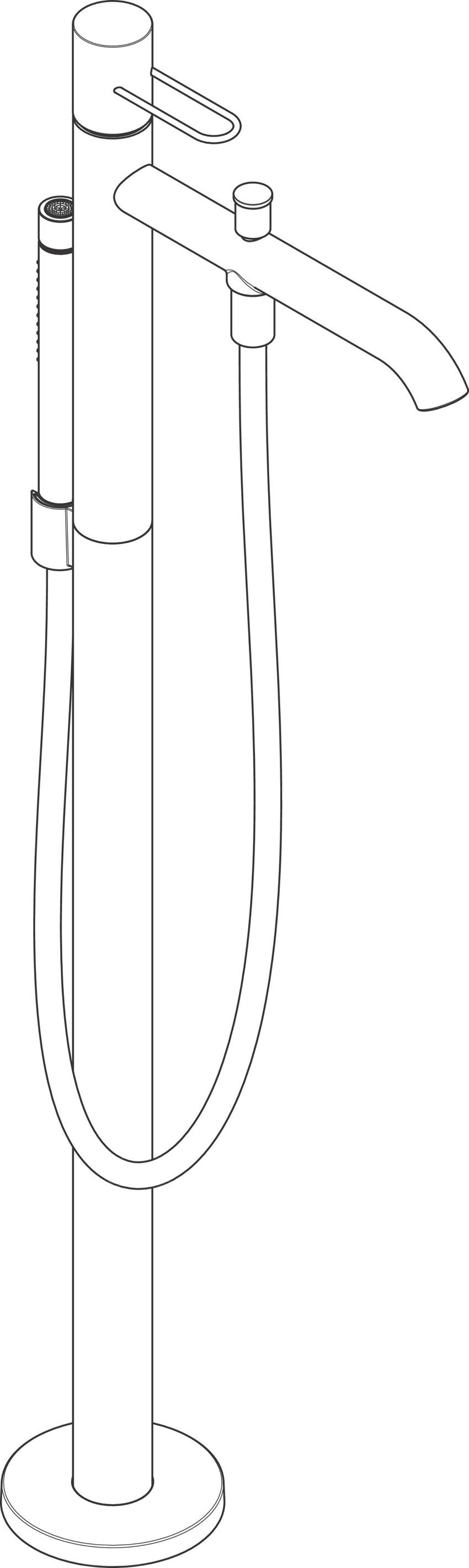 Jednouchwytowa bateria wannowa do montażu w podłodze uchwyt loop Hansgrohe Axor Uno rysunek 