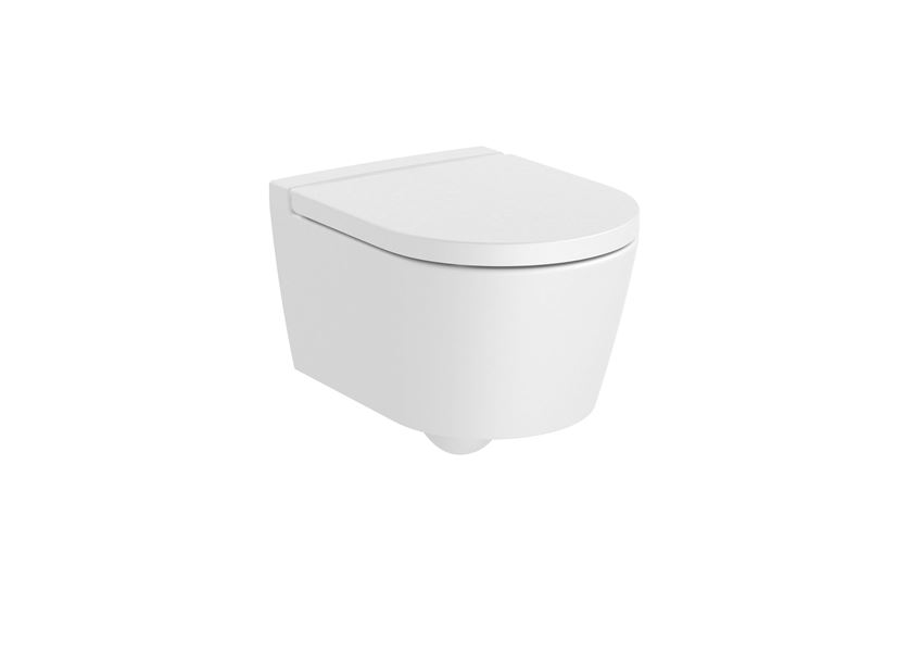Miska WC podwieszana Rimless Round Compacto bez deski 37x48x44 cm biały mat Roca Inspira 