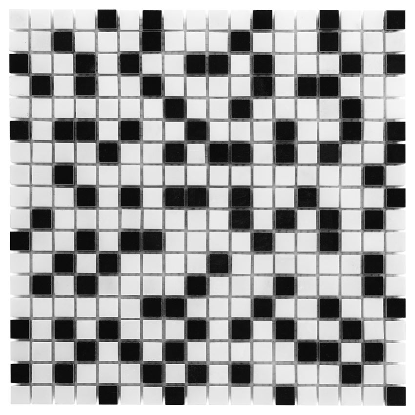 Mozaika kamienna 30,5x30,5 cm Dunin Black&White Pure White mix 15