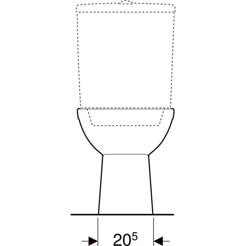 Miska WC stojąca do spłuczki nasadzanej odpływ pionowy Geberit Selnova rysunek