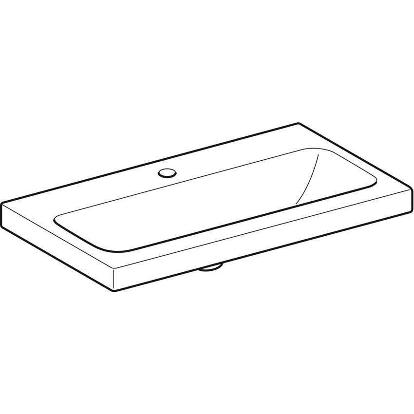 Umywalka krótka z otworem na baterię bez przelewu 75 cm Geberit iCon Light rysunek