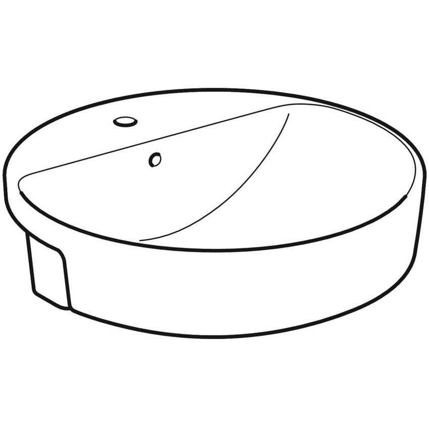 Umywalka półblatowa z otworem na baterię z przelewem 50 cm Geberit VariForm rysunek