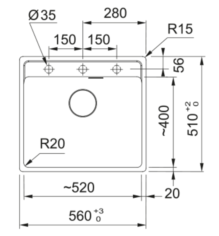 Zlewozmywak Franke Maris MRG 610-52 114.0661.764 rys techniczny