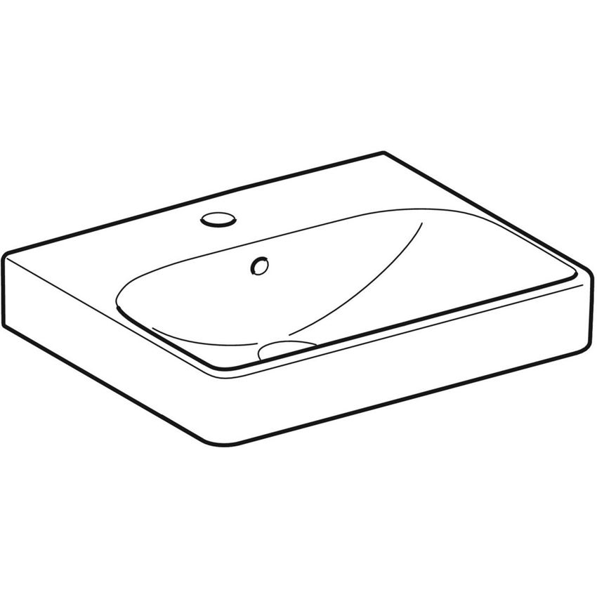 Umywalka kompaktowa 50 cm biała Geberit Smyle Square rysunek