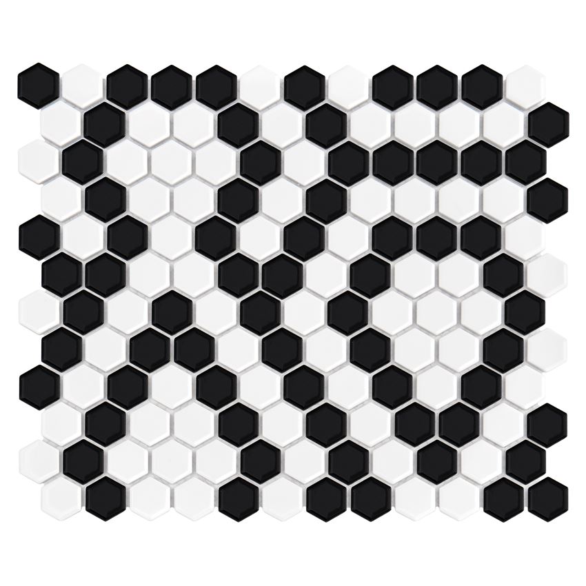 Mozaika gresowa 26x30 cm Dunin Hexagonic Mini Hexagon B&W Lace
