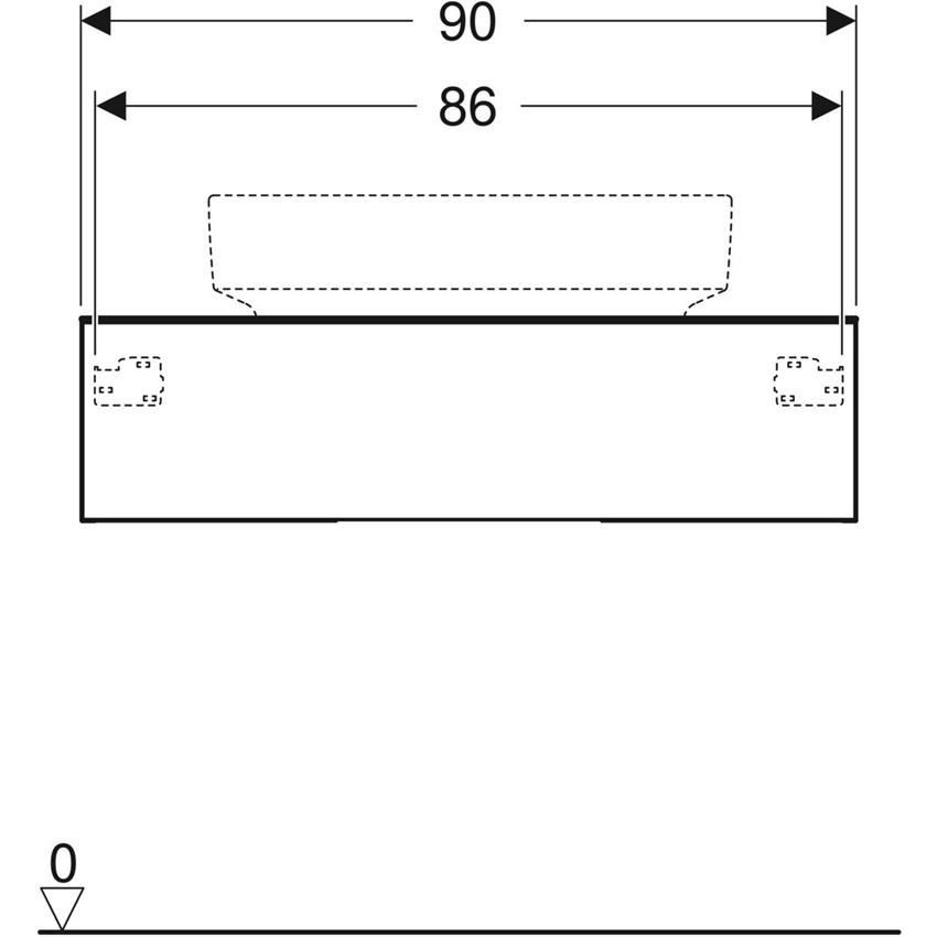 Szafka wisząca podumywalkowa 90 cm Geberit VariForm rysunek