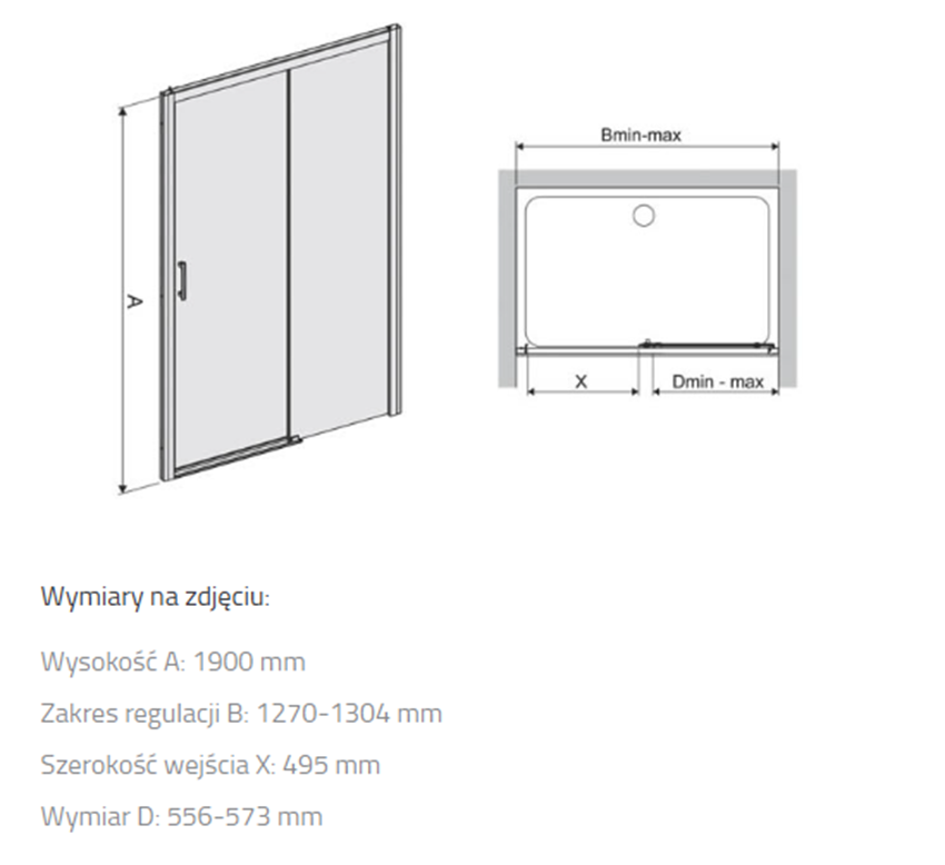 Drzwi przesuwne Sanplast Free Zone 600-271-3180-38-231 rys techniczny