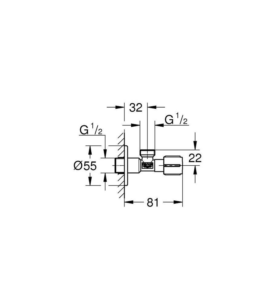 Zawór kątowy DN 15 brushed cool sunrise Grohe rysunek