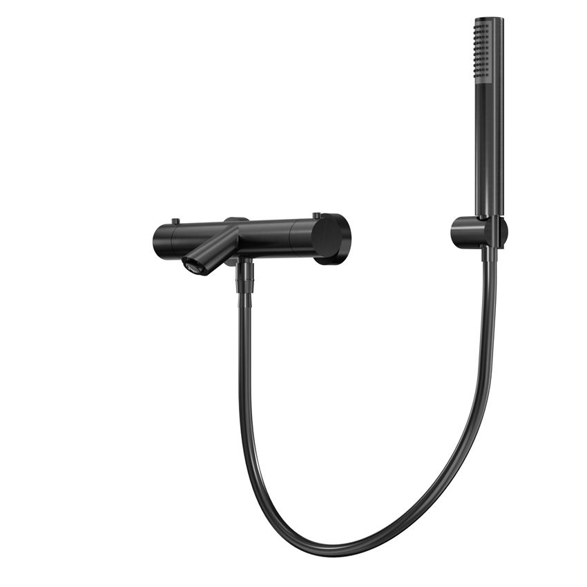 Bateria wannowa termostatyczna ścienna z zestawem natryskowym black gun metal IÖ Luvia