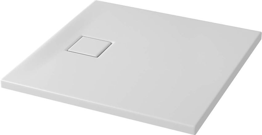 Brodzik kwadratowy, biały mat + syfon 80x4 cm Cersanit Tako Slim