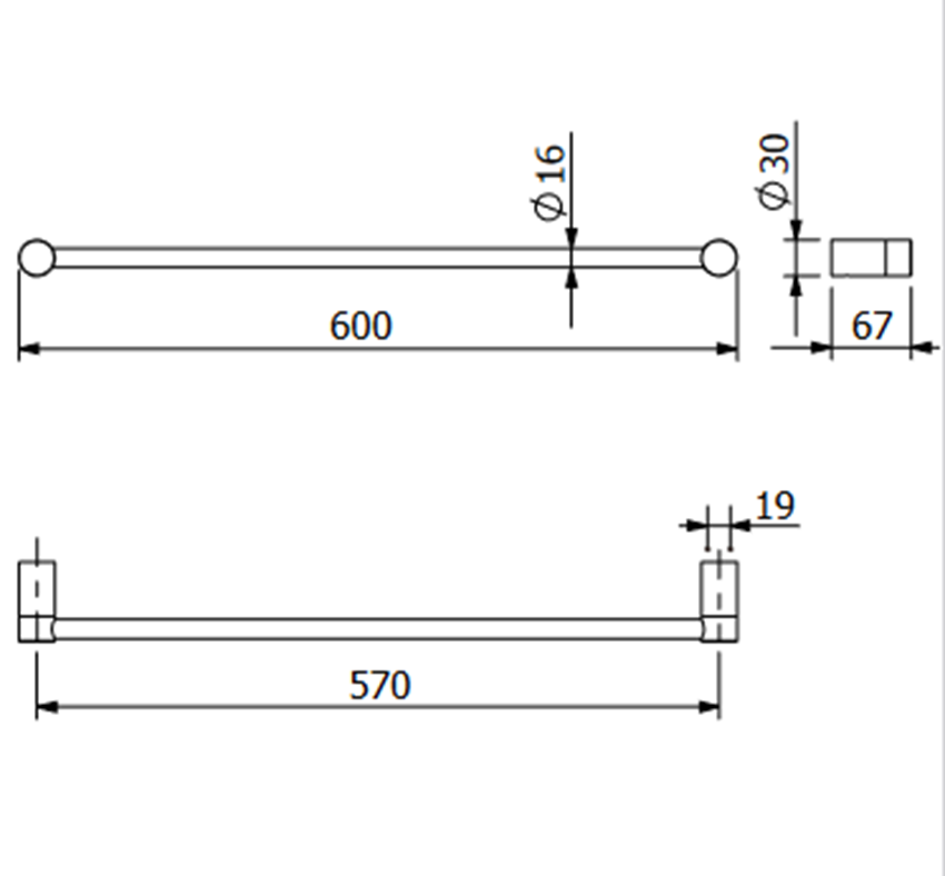 Wieszak na ręcznik 60 cm Kludi Vela rysunek