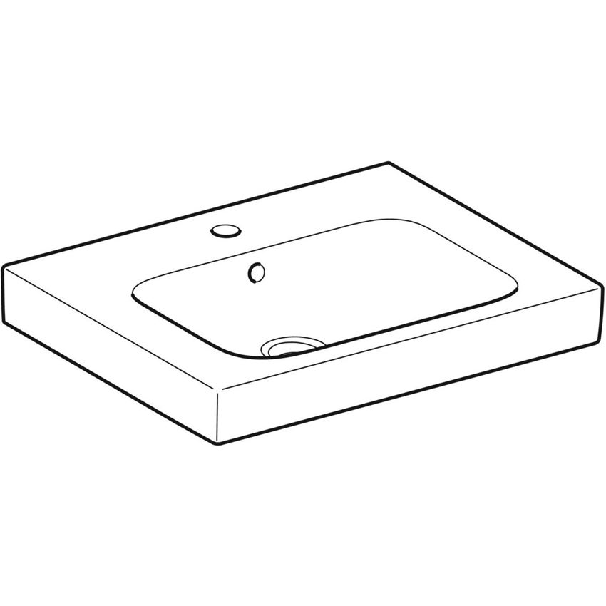 Umywalka meblowa z otworem na baterię z przelewem 60 cm biała Geberit Modo rysunek