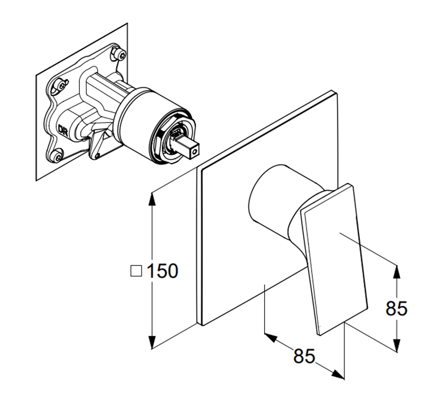 Bateria jednouchwytowa prysznicowa Kludi Decus 547550575 rys techniczny