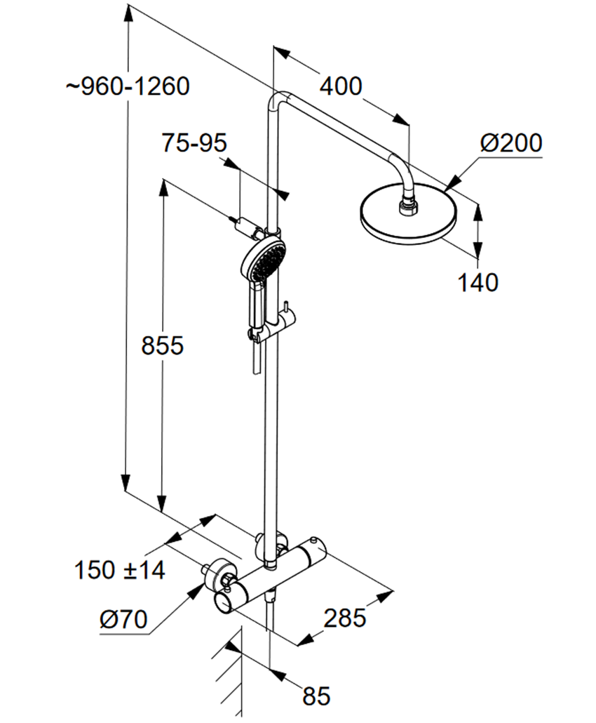 Zestaw prysznicowy z termostatem Kludi Dive Dual Shower System rysunek