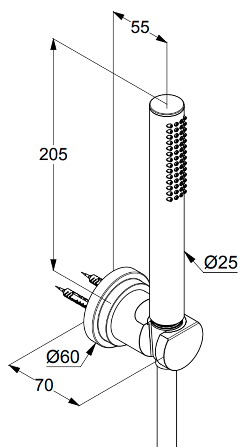 Zestaw natryskowy Kludi Nova Fonte 2085005-25 rys techniczny