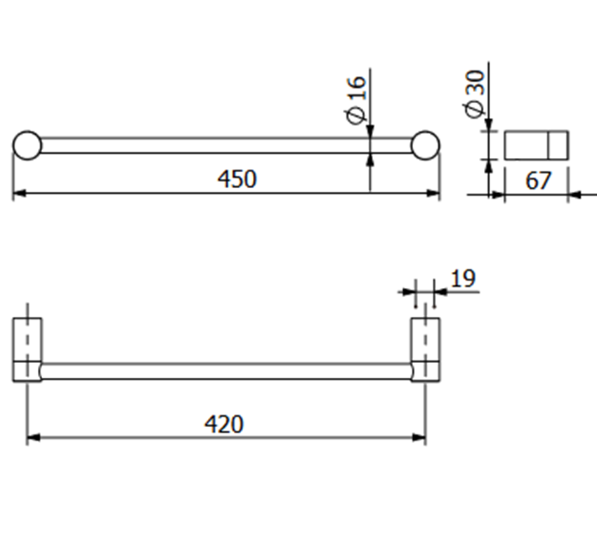 Wieszak na ręcznik 45 cm Kludi Vela R rysunek