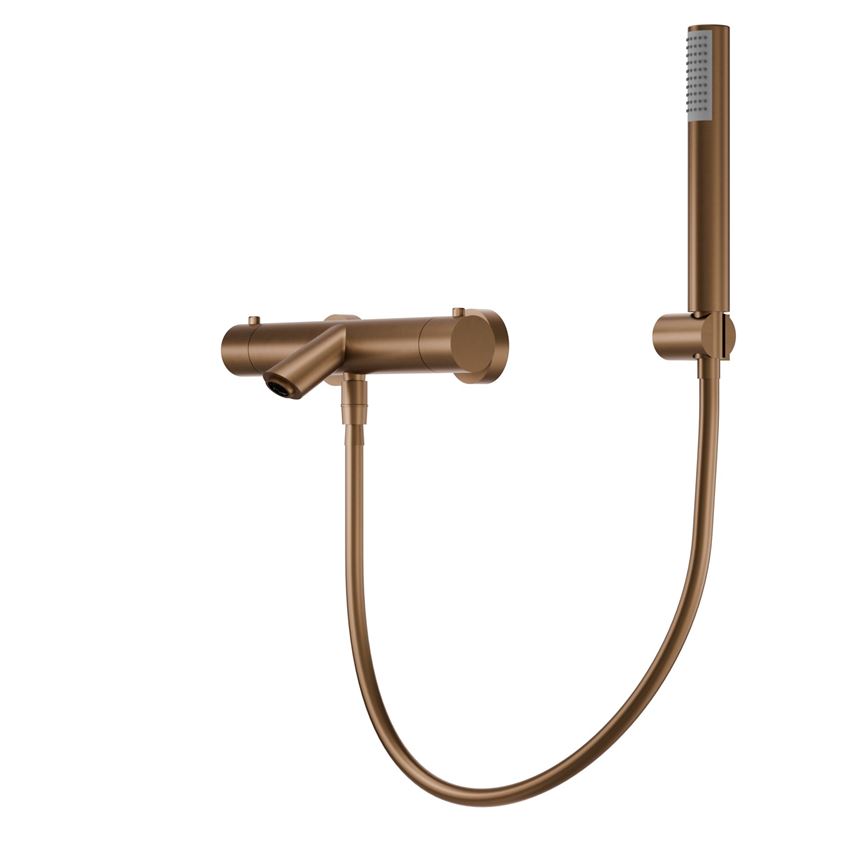 Bateria wannowa termostatyczna ścienna z zestawem natryskowym brushed rose gold IÖ Luvia