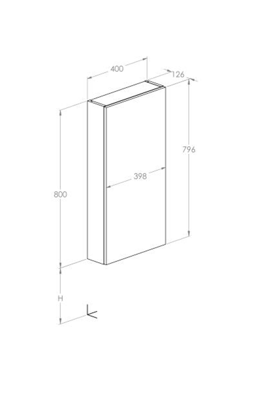 Kolumna łazienkowa niska z 1 drzwiami slim (12,6) 40 cm Roca Extra rysunek