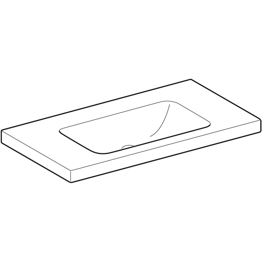 Umywalka ścienna bez otworu na baterię bez przelewu 90 cm Geberit iCon Light rysunek