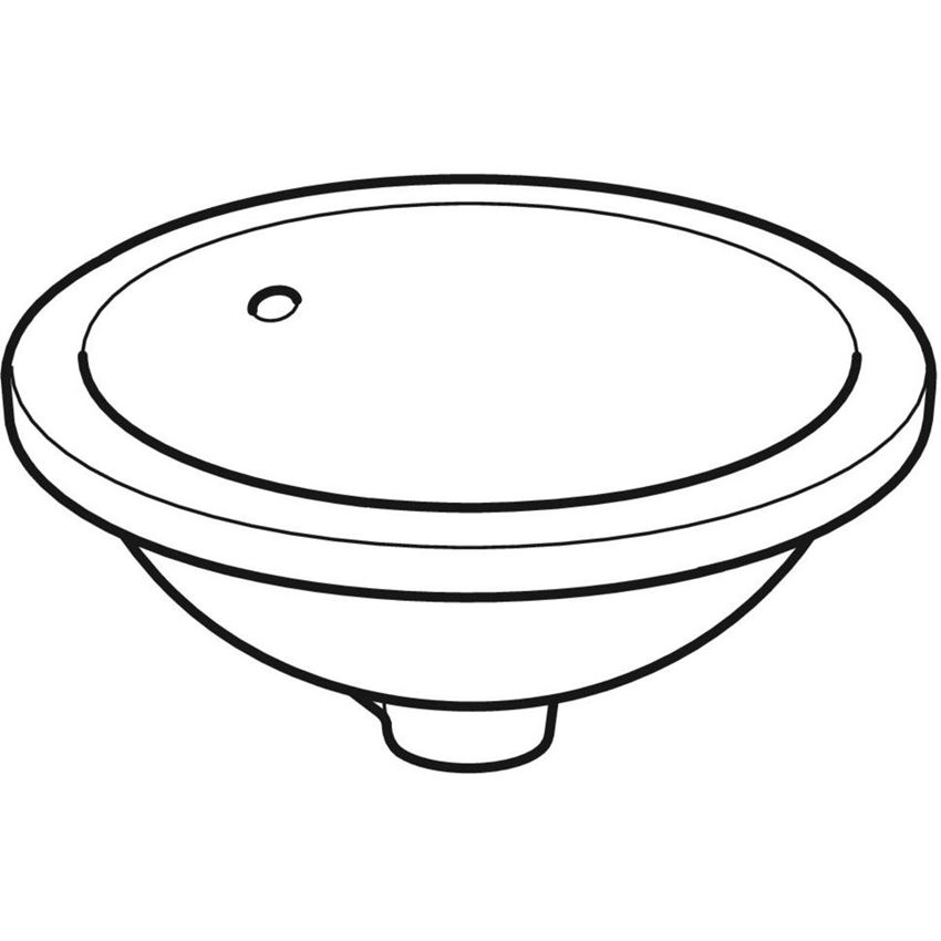 Umywalka podblatowa bez otworu na baterię z przelewem 40,5 cm Geberit VariForm rysunek