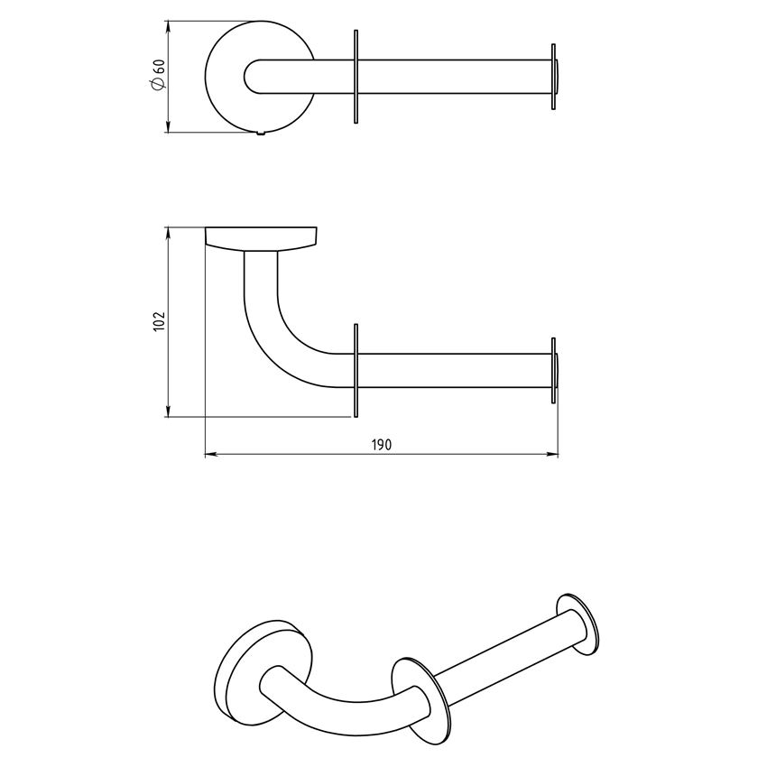 Uchwyt na papier toaletowy Ferro Novatorre Metalia 1 rysunek techniczny