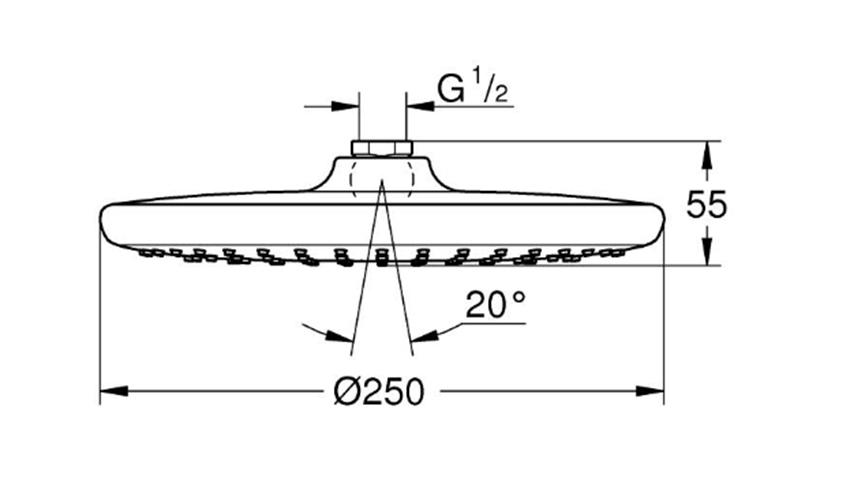 Prysznic górny Grohe Tempesta 250 26662000 rys techniczny