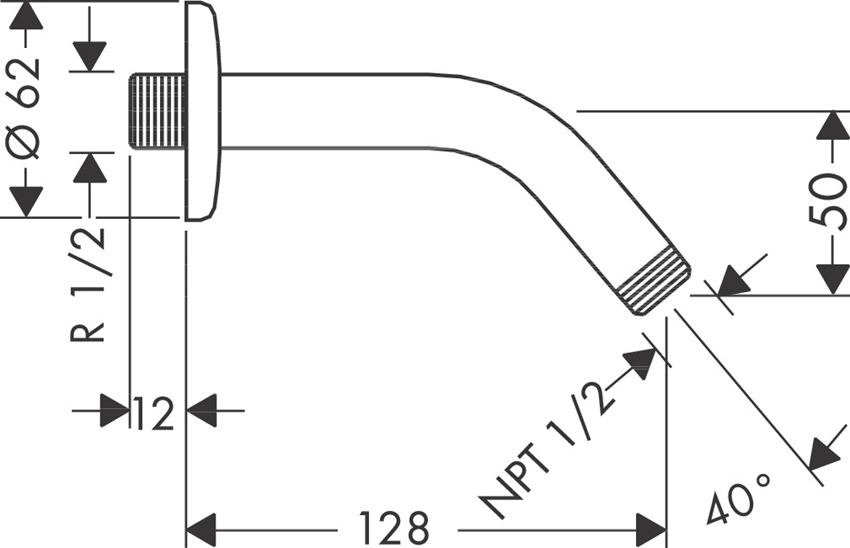 Ramię prysznicowe 12,8 cm Hansgrohe rysunek