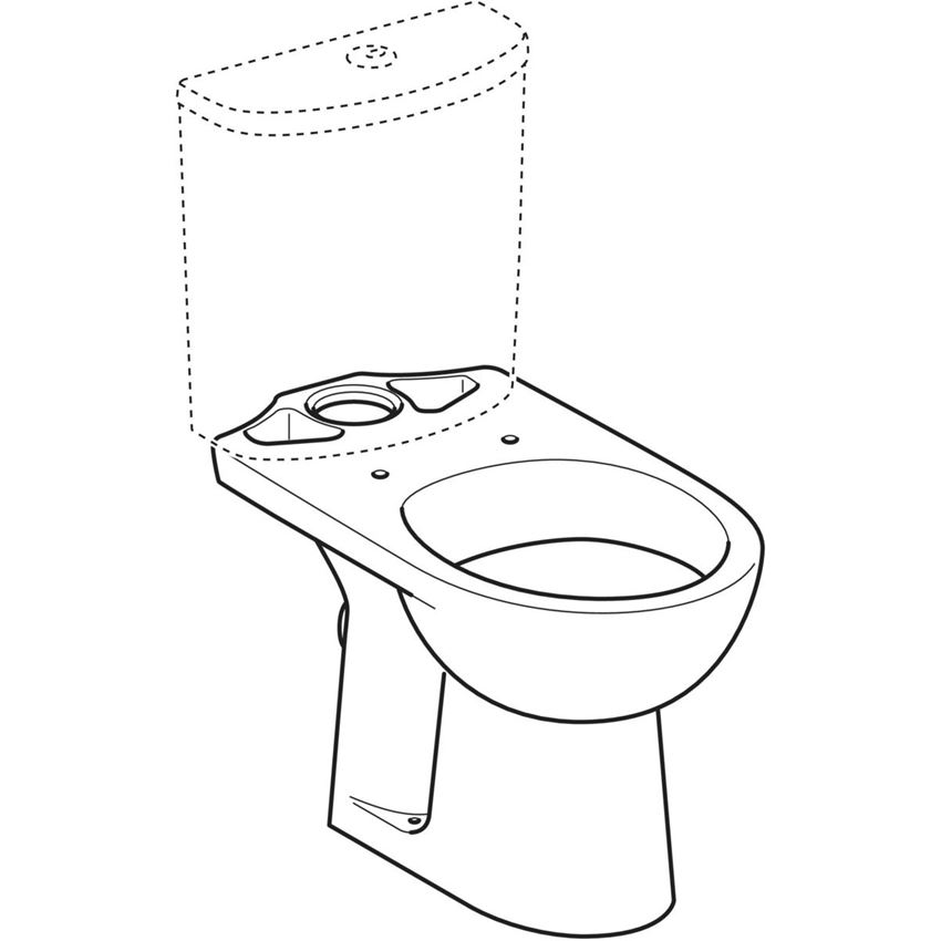 Miska WC stojąca podwyższona odpływ poziomy biała Geberit Selnova Comfort rysunek