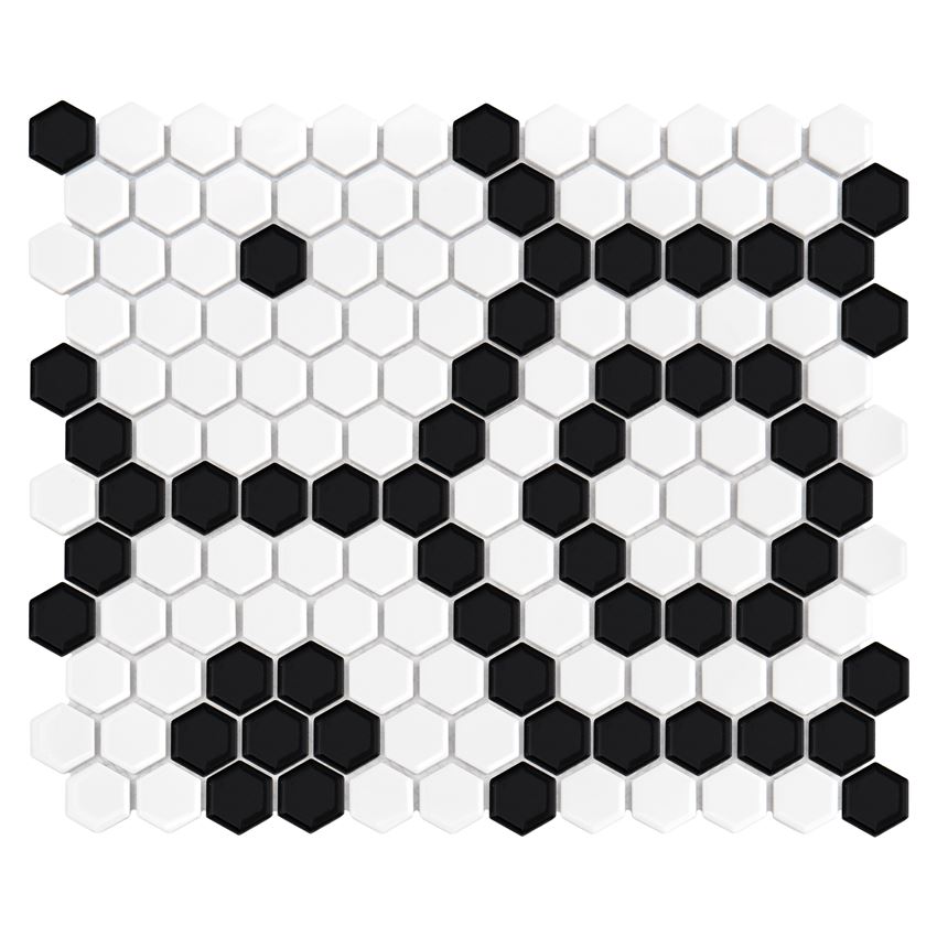 Mozaika gresowa 26x30 cm Dunin Hexagonic Mini Hexagon B&W Bee