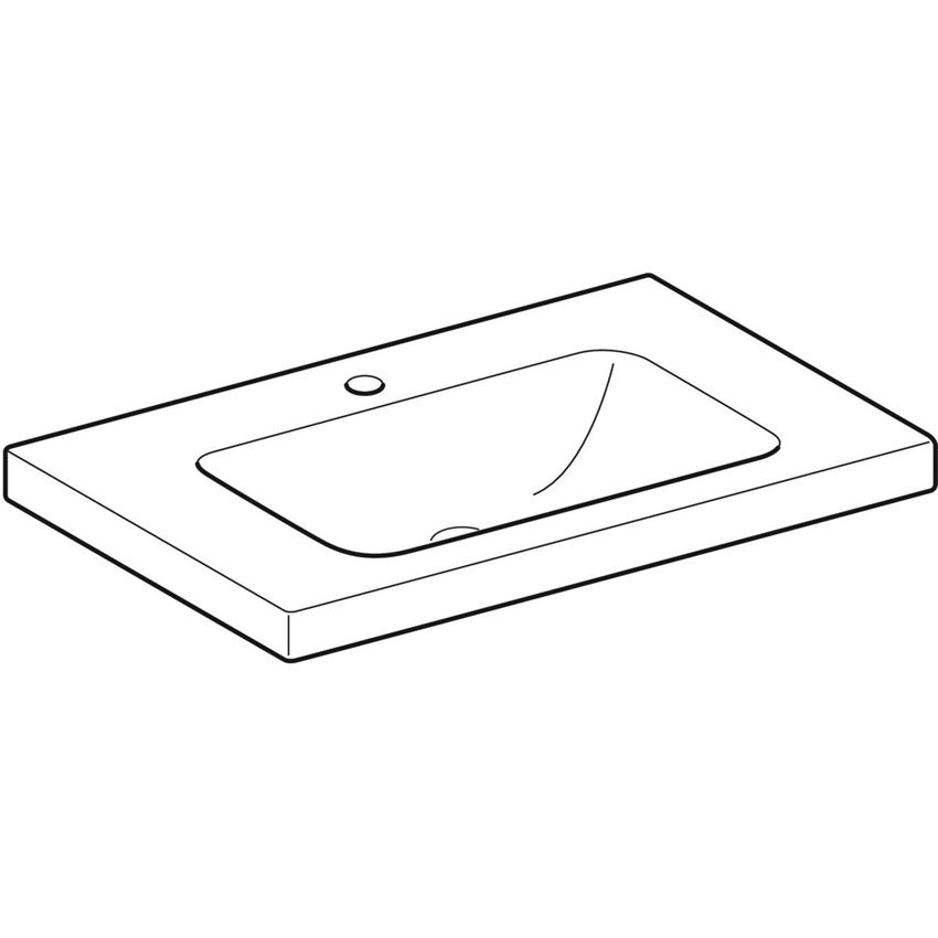 Umywalka ścienna z otworem na baterię bez przelewu 75 cm Geberit iCon Light rysunek