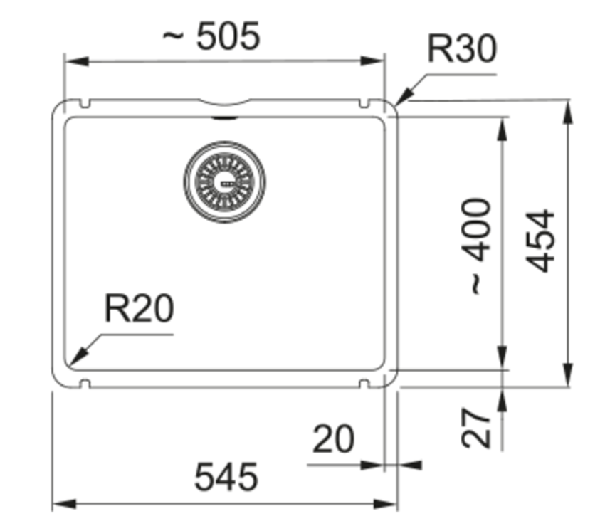 Zlewozmywak Franke KubusX KXK 110-51 126.0738.290 rys techniczny