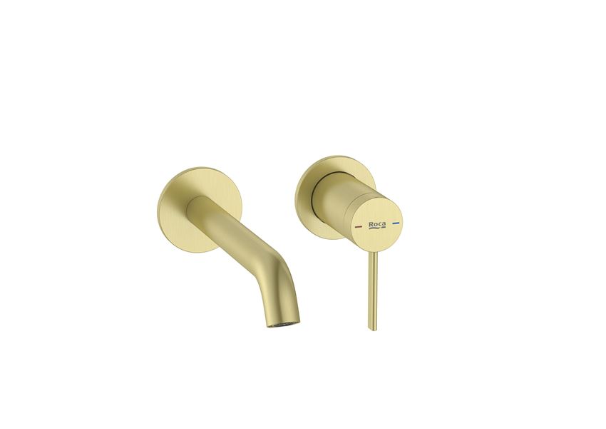 Bateria umywalkowa jednouchwytowa dwuotworowa podtynkowa brushed gold Roca Ona