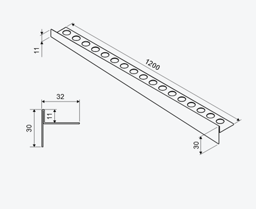 Profil brodzikowy 120 cm spadkowy stal nierdzewna czarny mat Excellent rysunek