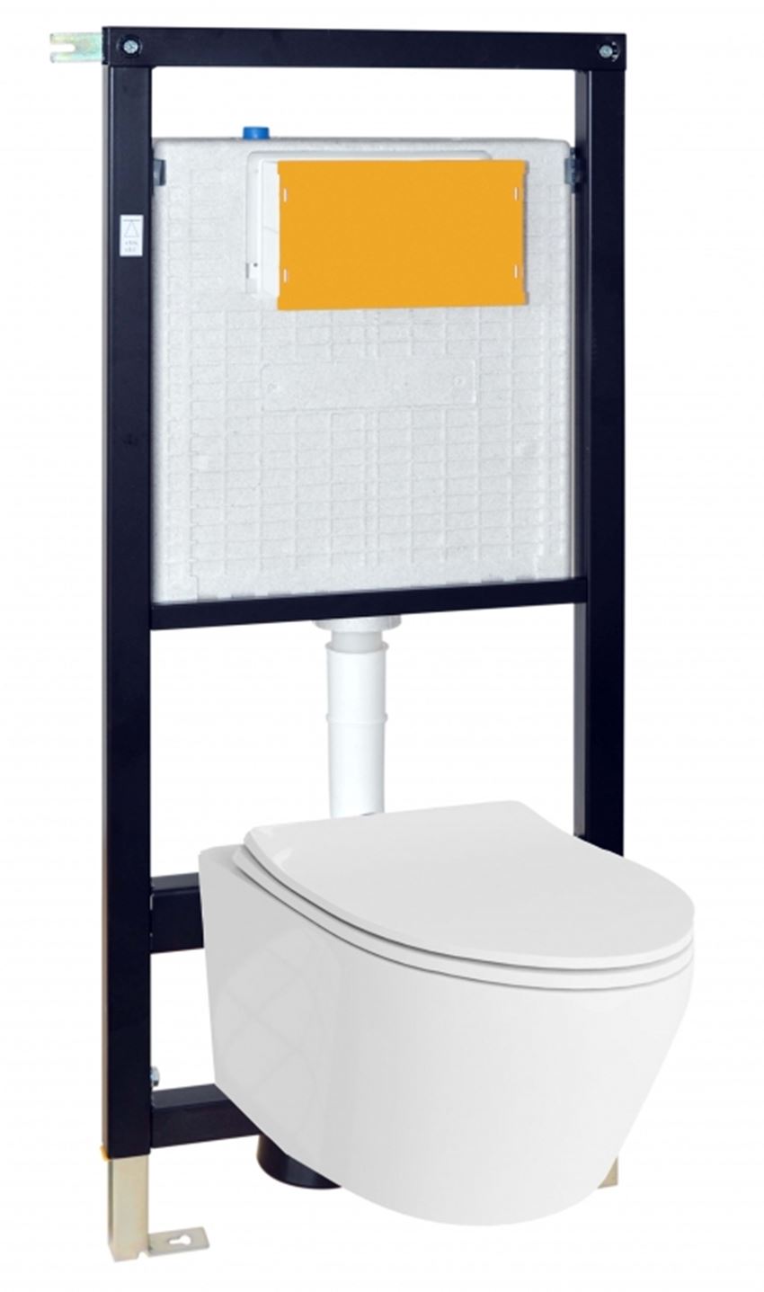 Miska WC podwieszana Rimless z deską wolnoopadającą Slim + stelaż podtynkowy IÖ SET Kaso
