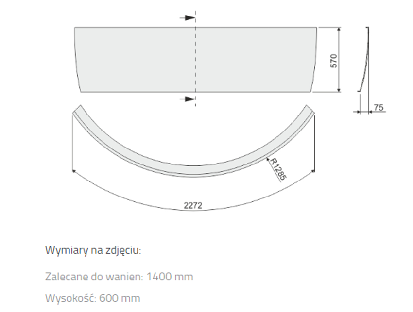 Obudowa do wanien Sanplast Free Line 620-040-0531-01-000 rys techniczny