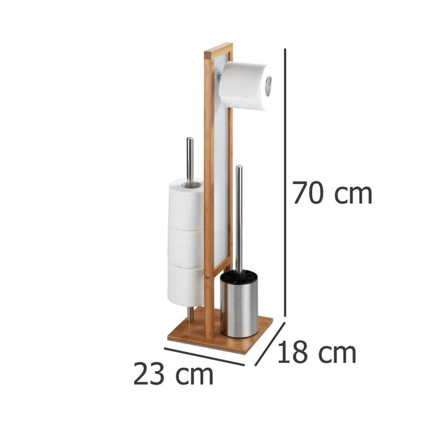 Stojak na papier, zapas i szczotkę WC bambus/srebrny Wenko Rivalta