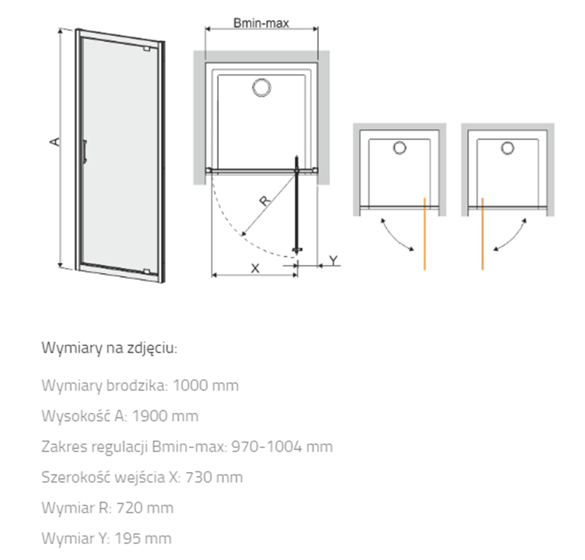 Drzwi wnękowe Sanplast TX 600-271-1060-38-501 rys techniczny